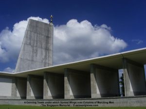 A Conning Tower under which Spread Wings over Columns of Marching Men - The Singapore Memorial - Kranji War Cemetery, Singapore.