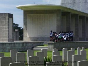 A Teacher and her Pupils explore the Singapore Memorial in Kranji War Cemetery, Singapore