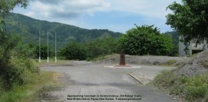 Approaching Cenotaph in Central Avenue, Old Rabaul Town, New Britain Island, Papua New Guinea