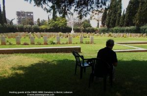Hosting guests at the CWGC WW2 Cemetery in Beirut, Lebanon © asiawargraves.com