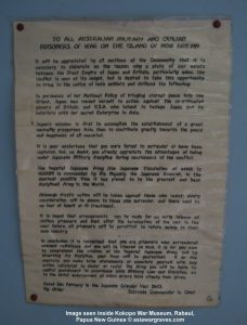 Image seen inside Kokopo War Museum, Rabaul, 