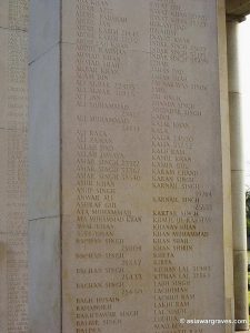 A 'memorial' is normally of stone construction and contains the names of those men and women who, for whatever reason, have no-known-graves. This image shows part of one of the largest CWGC memorials in Asia - The Rangoon Memorial - and it's located in Taukkyan War Cemetery (known locally as the Htauk Kyant War Memorial Cemetery) which, in itself, lies about 20 miles to the north of Yangon (Rangoon) city and 10 miles south-east from Yangon International Airport. Google Map link here. It consists of 112 'Faces' upon which are engraved the names of c27,000 men who have no-known-graves. This particular image is of Face 44 and shows some of the names of those men who served with the 13th Frontier Force Rifles (British Indian Army) during WW2.